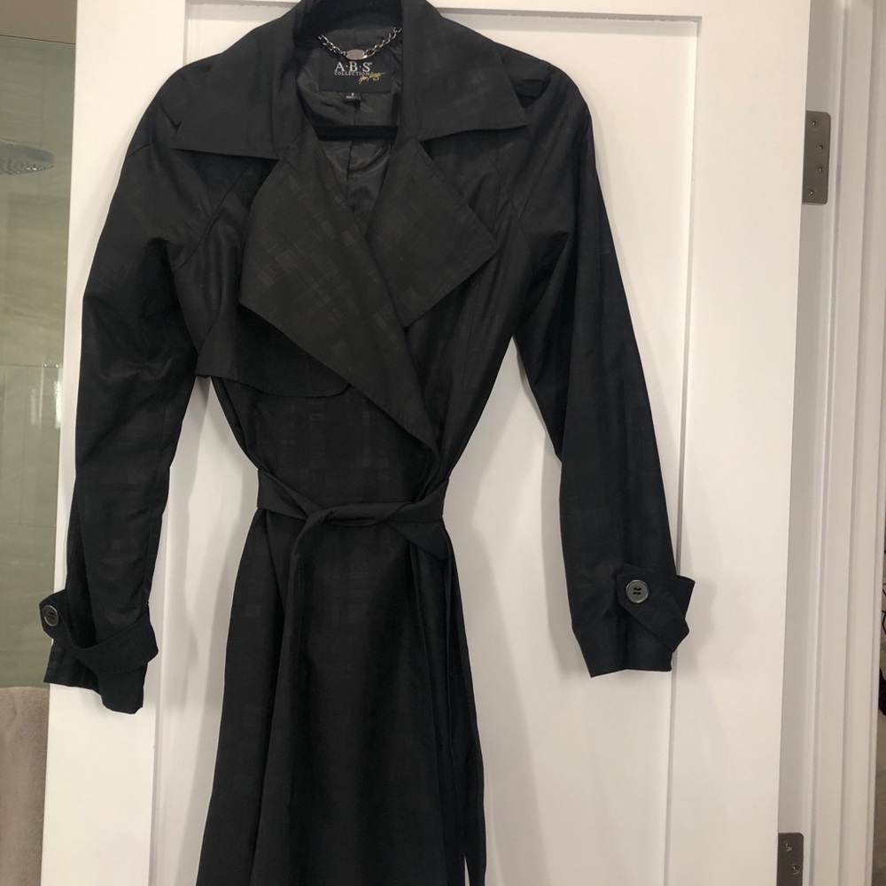 ABS black plaid print nylon waterproof trenchcoat